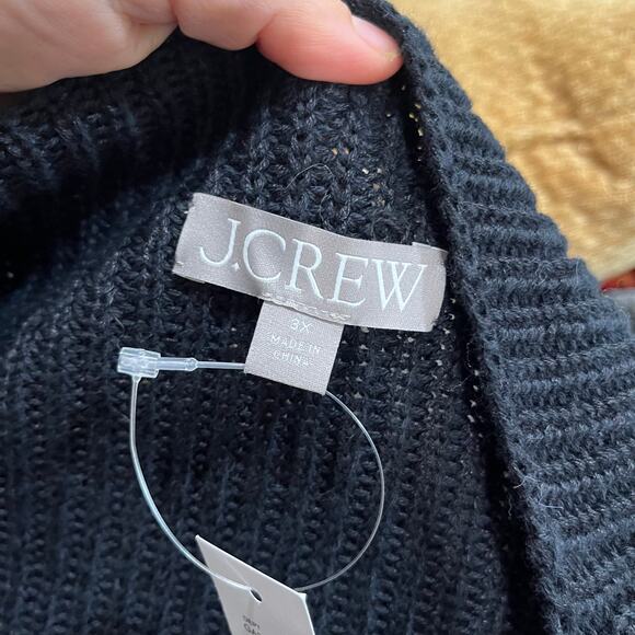 J. Crew Ribbed Sweater Plus Size 3X Black Linen Cotton Blend NWT - Picture 7 of 8